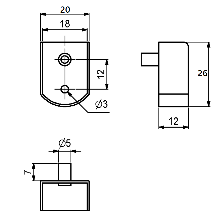 Bøjlestangsholder t/18 mm stang - m/1 tap, messingbelagt (1 stk)