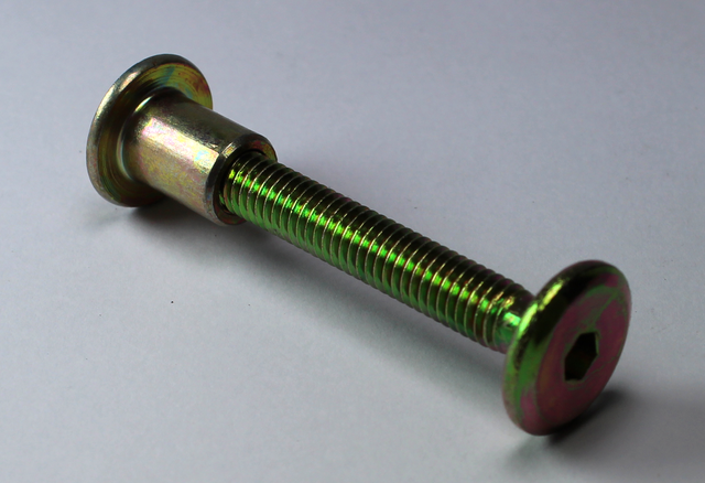 Bolt M6 + møbelhoved M6xØ9x12 mm, gulgalvaniseret