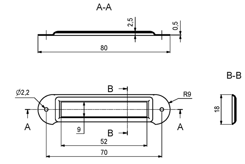 Etiketramme 80x18 mm, messingbelagt