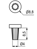 Plastikdup til glasplade Ø4x8,5 mm, transparent
