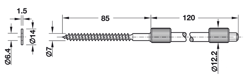 Skjult hyldebærer t/svævehylde Ø7x205 mm, elgalvaniseret