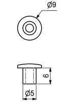 Plastikdup til glasplade Ø5x6 mm, transparent