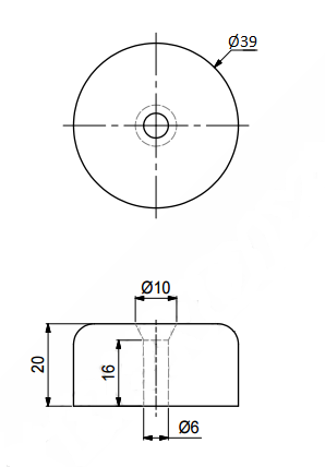 Plastikfod Ø39x20 mm, sort