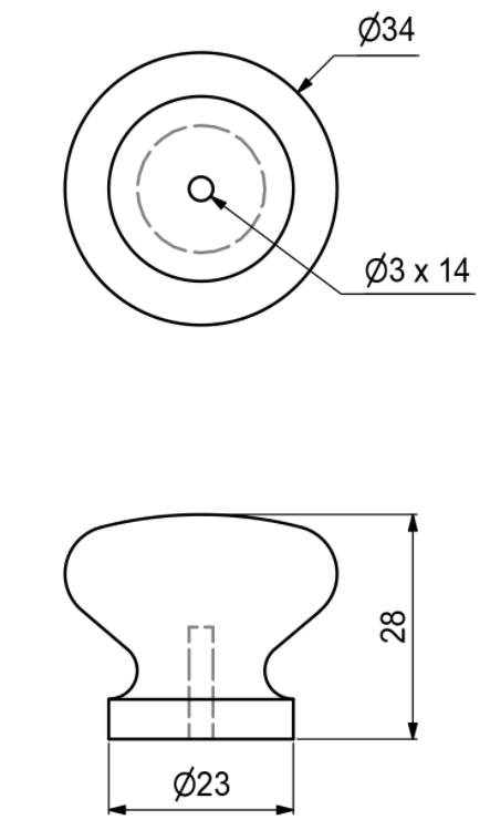 Træknop Ø34x28 mm, lysbejdset fyrretræ