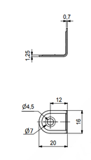 Vinkel 16x20x20x1,25 mm, elgalvaniseret