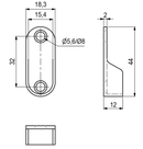 Bøjlestangsholder t/15x30 mm stang, blank (1 stk)