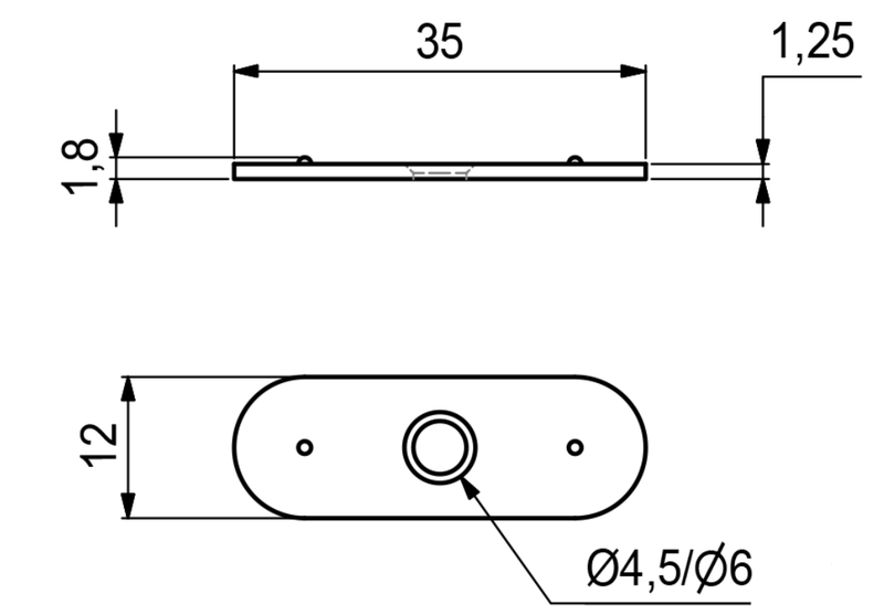 Blik til magnet 35x12 mm, elgalvaniseret