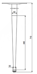 Bordben til spisebord Ø42x700 mm incl. beslag til montering, børstet stål