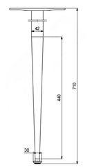 Bordben til spisebord Ø42x700 mm incl. beslag til montering, mat sort metal