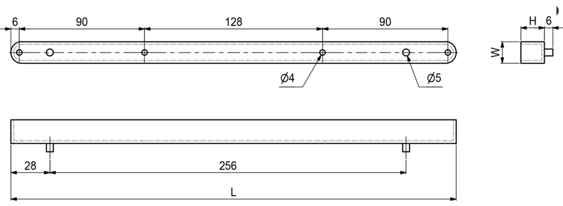 Glideskinne 320x16x17 mm, hvid plastik (1 stk)