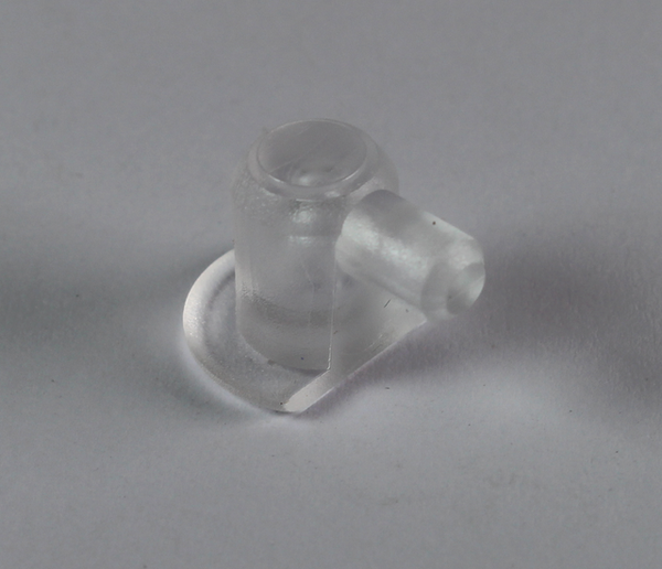 Hyldebærer Ø5 mm til forboret hul i hylde, transparent plastik (10 stk)