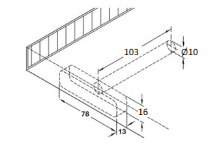 Skjult hyldebærer Ø10x103 mm m/bagplade t/svævehylde, elgalvaniseret