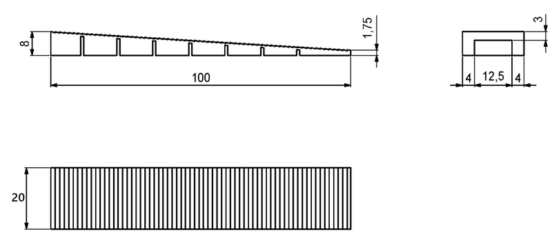 Plastkile 20x100 mm, sort