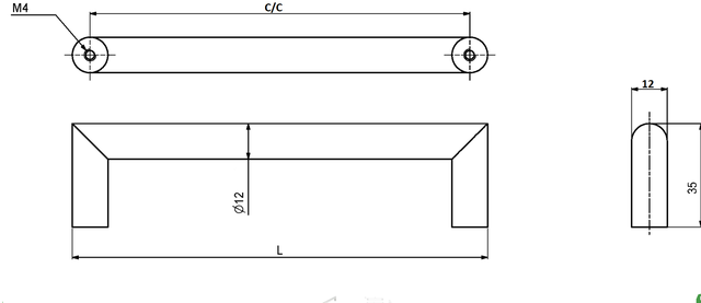 Metalgreb 128 mm c/c, blank