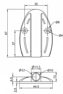 Holder til lågedæmper 44x67 mm oval, grå plastik