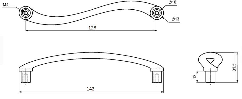 Metalgreb 128 mm c/c buet, mat
