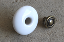 Porcelænsknop Ø38x28 mm, hvid/antik