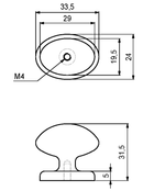 Metalknop "Venø" 33x24 mm, antik zink