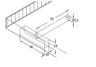 Skjult hyldebærer 12x55 mm m/bagplade t/svævehylde, elgalvaniseret