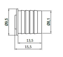 Magnet (2 kg) Ø9,5x15,5 mm uden blik, sort plastik