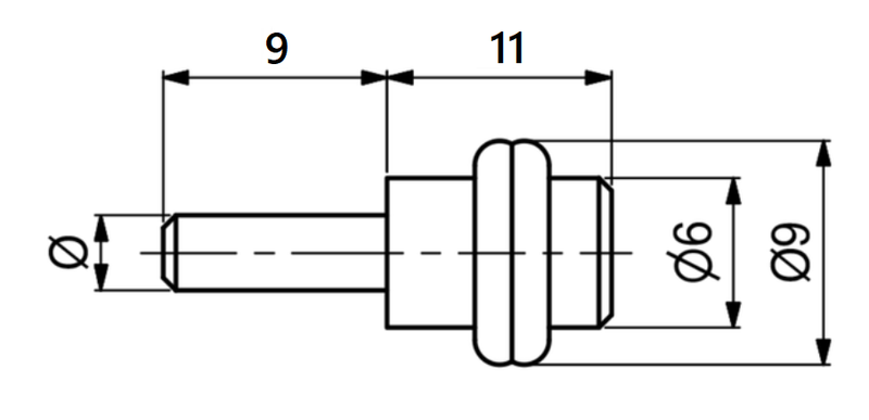 Glashyldebærer m/2 sorte gummiringe, metal