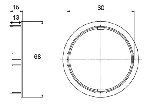 Kabelgennemføring Ø60x15 mm, blank stål