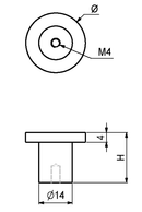 Metalknop Ø25x21 mm, rustfri
