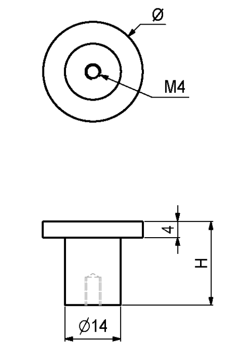 Metalknop Ø25x21 mm, rustfri