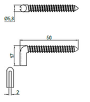 Vinkelkrog Ø5,8x50 mm, elgalvaniseret