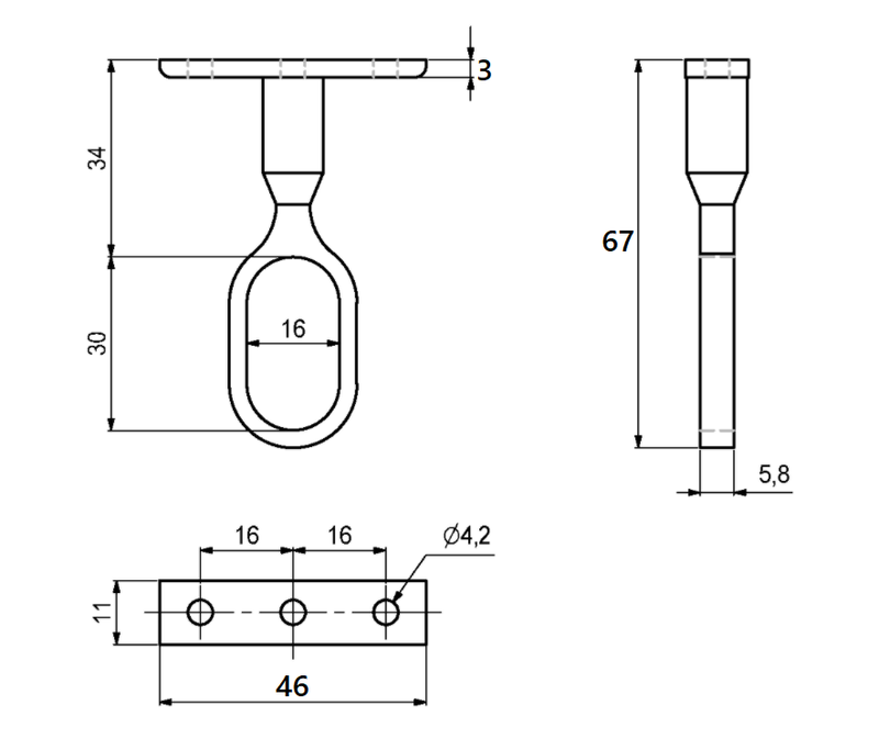 Bøjlestangsholder t/15x30 mm stang, mat (1 stk)