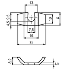 Halvmånebeslag Ø35 mm, elgalvaniseret