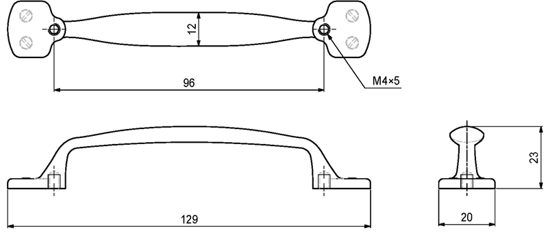 Metalgreb 96 mm c/c med pynteskruer, mat