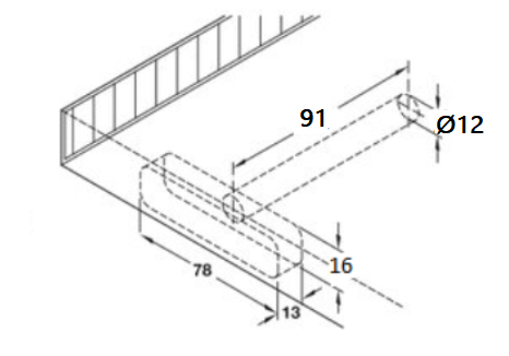 Skjult hyldebærer Ø12x88 mm m/bagplade t/svævehylde, elgalvaniseret