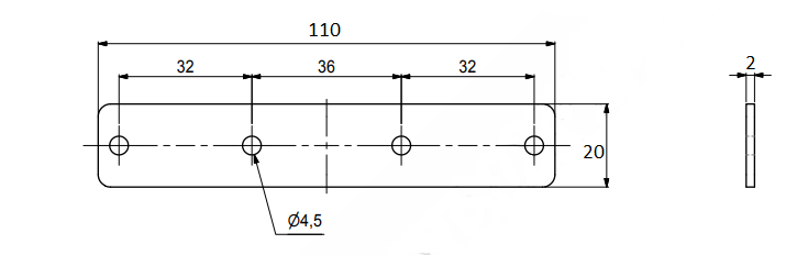 Ligejern 110x20x2 mm, elgalvaniseret