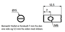 Tværbøsning med forskudt hul M6xØ15x12,5 mm, elgalvaniseret