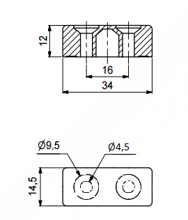 Plastikfod 34x14,5x12 mm, hvid