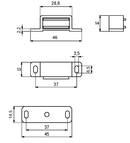 Magnet (4 kg) 46x13x14 mm m/blik, blank metal