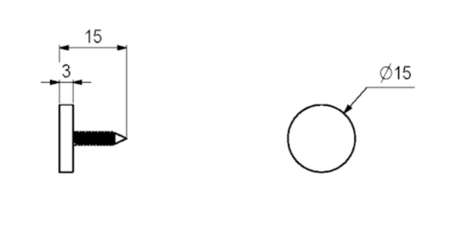 Blik t/magnet Ø15 mm m/søm, elgalvaniseret