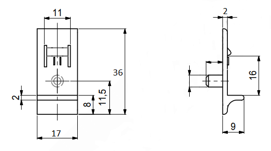 Glashyldebærer 36x17 mm til 16 mm glasplade, transparent (10 stk)