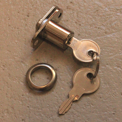 Møbellås Ø16 mm med forskellige nøgler, elgalvaniseret