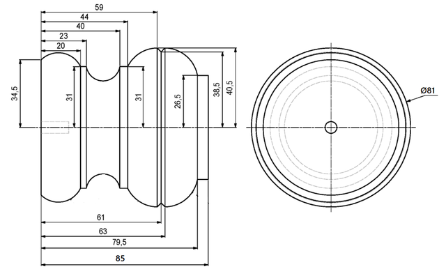 Kommodeben (KUN 4 STK PÅ LAGER) Ø81x85 mm, ubehandlet fyrretræ - 2. sortering.