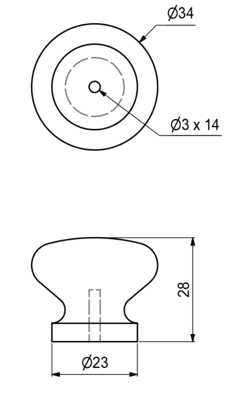 Træknop Ø34x28 mm, fyrretræ malet lyserød