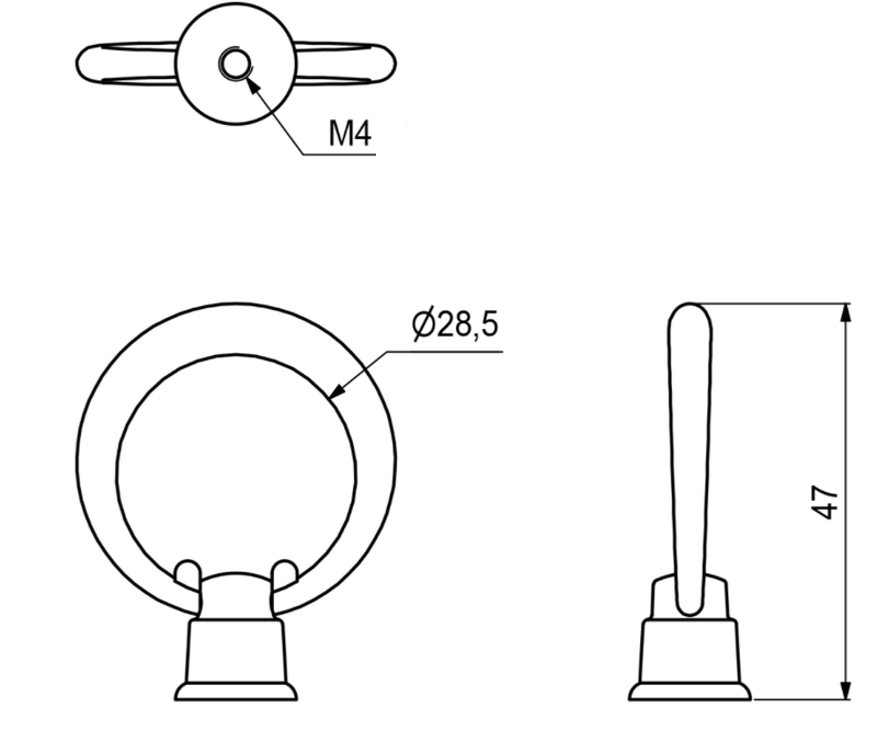 Hængegreb Ø33 mm, gråmalet metal