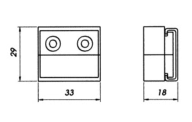 Samlebeslag 33x29 mm, metalplade/brun plastik