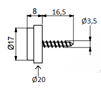 Glidesøm Ø20 mm med filt og skrue, hvid (1 stk)
