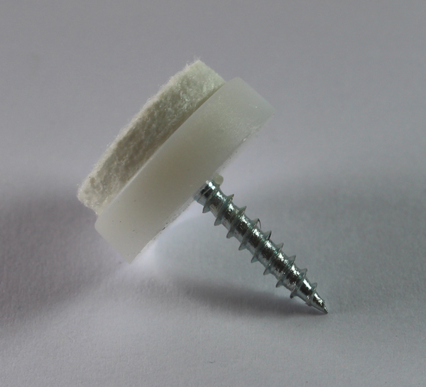Glidesøm Ø20 mm med filt og skrue, hvid (1 stk)