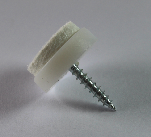 Glidesøm Ø20 mm med filt og skrue, hvid (1 stk)