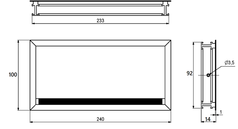 Kabelgennemføring 240x100 mm, hvid aluminium