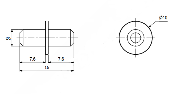 Hyldebærer m/krave Ø5x16 mm, elgalvaniseret (10 stk)