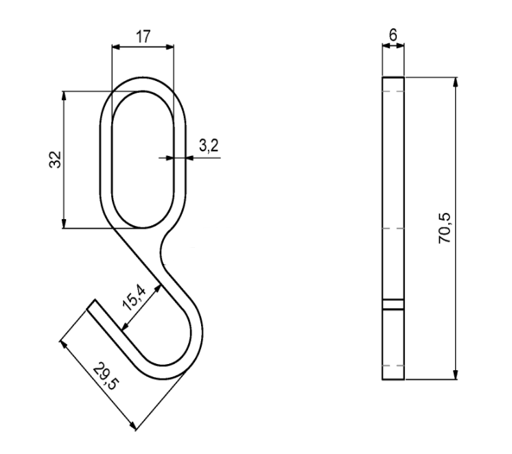 S-krog t/15x30 mm stang, blank